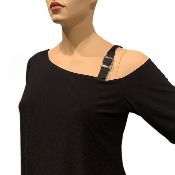 Igigi Slinky Black Top Plus 3X Single Strap Buckle Cold Shoulder Long Sleeve NWT - Picture 2 of 11